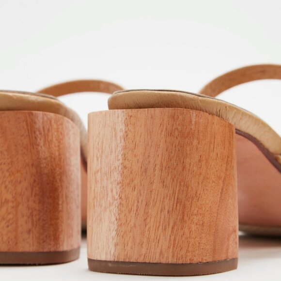 James Smith Sirenuse Strap Sandal Wooden Block Heels Size 41 Brown Minimalist - Picture 12 of 14